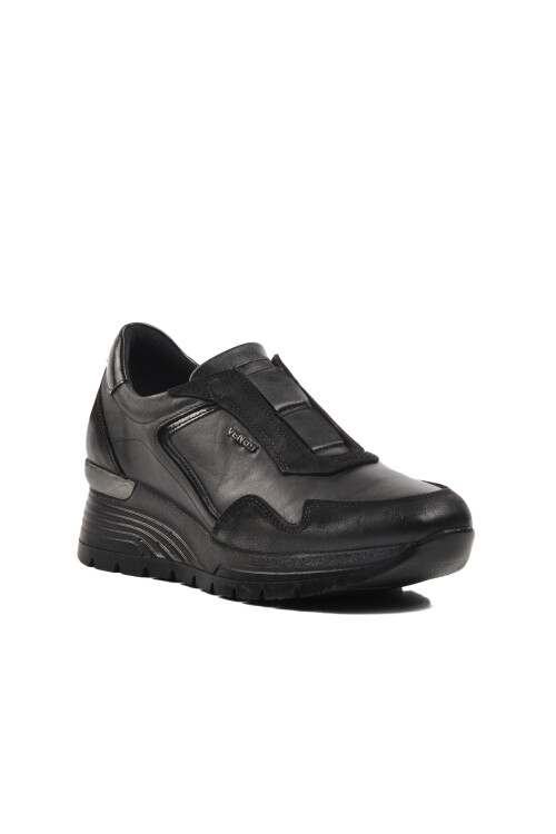 Black Genuine Leather Womens Casual Shoes 2313042K Z