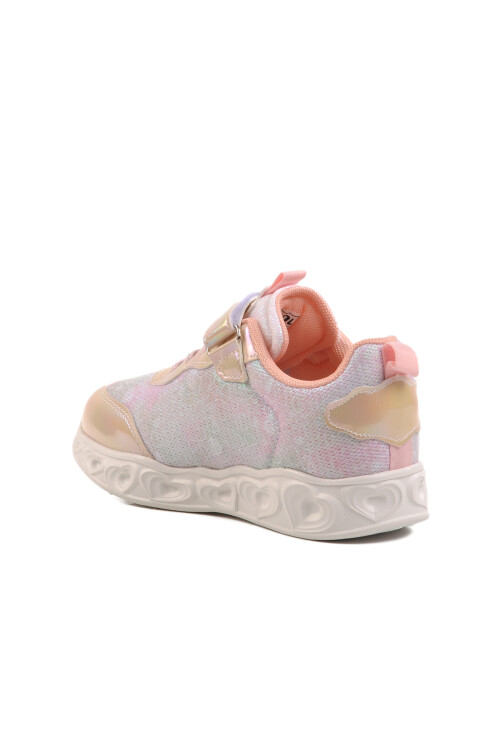 Beige Velcro Lighted Girls Sneakers Yuki F