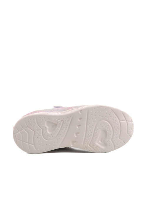 Beige Velcro Lighted Girls Sneakers Yuki F
