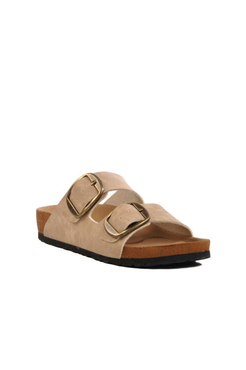 Beige Cork Sole Womens Slippers PC-6958 Z