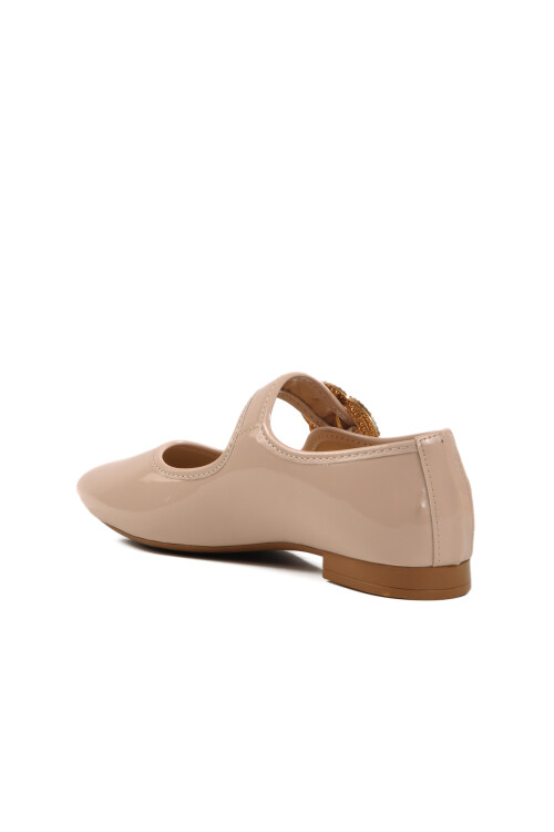 Beige Patent Leather Stoned Light Womens Evening Shoes 354156 Z