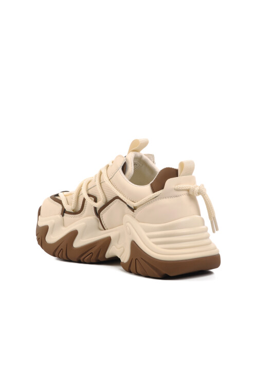 حذاء رياضي نسائي بنعل مرتفع باللون البيج PCI-11131 G