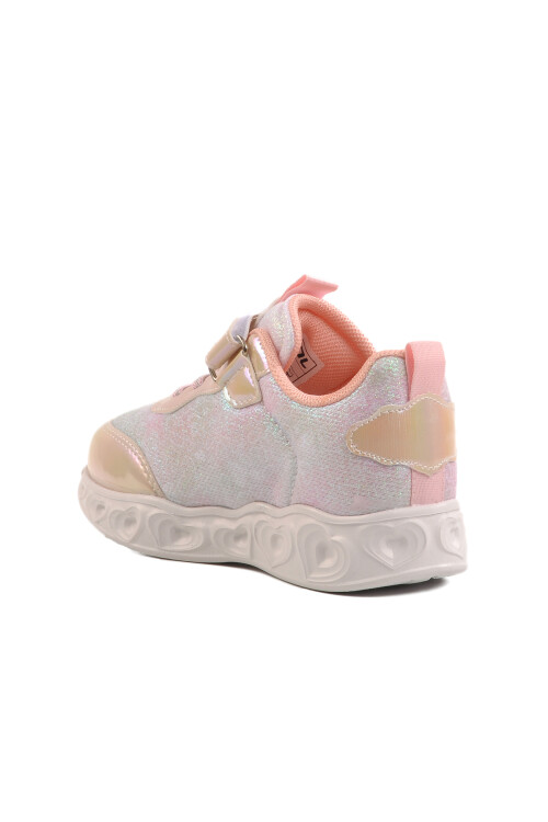Beige Velcro Lighted Girls Sneakers Yuki P
