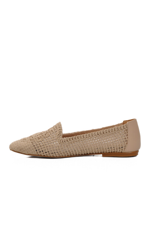 Beige Textile Knitted Womens Ballerinas 596075 Z