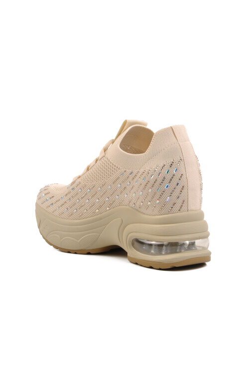 Beige Knitted Air Sole Womens Sneaker 25Y300-20 Z