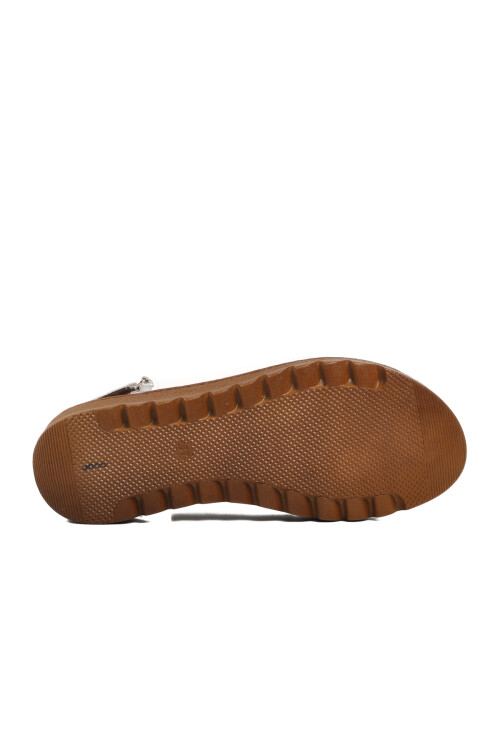 صندل نسائي من الجلد الطبيعي باللون الأبيض مزود بشريط فيلكرو Z265 Z