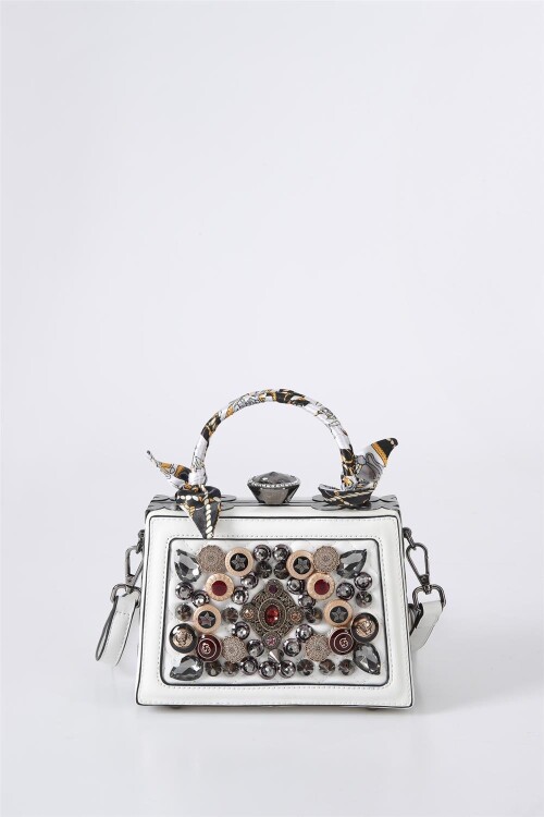 White Stone Womens Hand and Shoulder Bag 17132