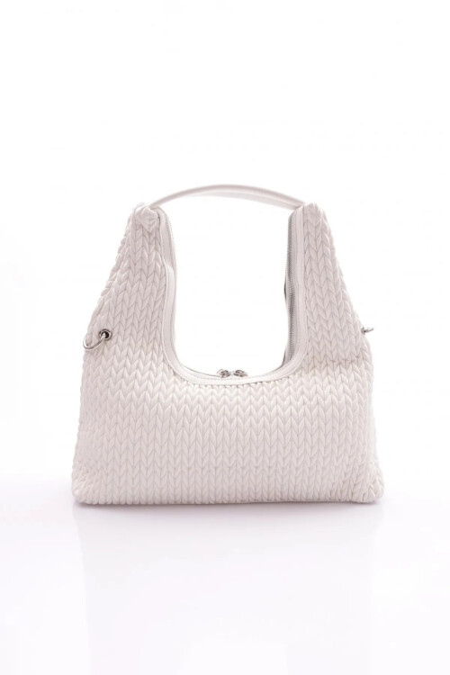 حقيبة يد وكتف نسائية محبوكة باللون الأبيض 17331