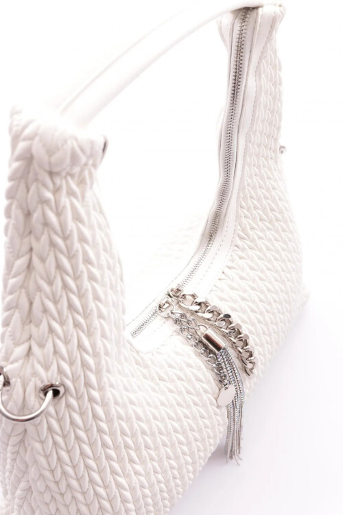 حقيبة يد وكتف نسائية محبوكة باللون الأبيض 17331