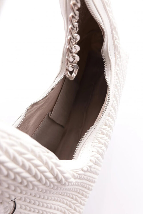 حقيبة يد وكتف نسائية محبوكة باللون الأبيض 17331