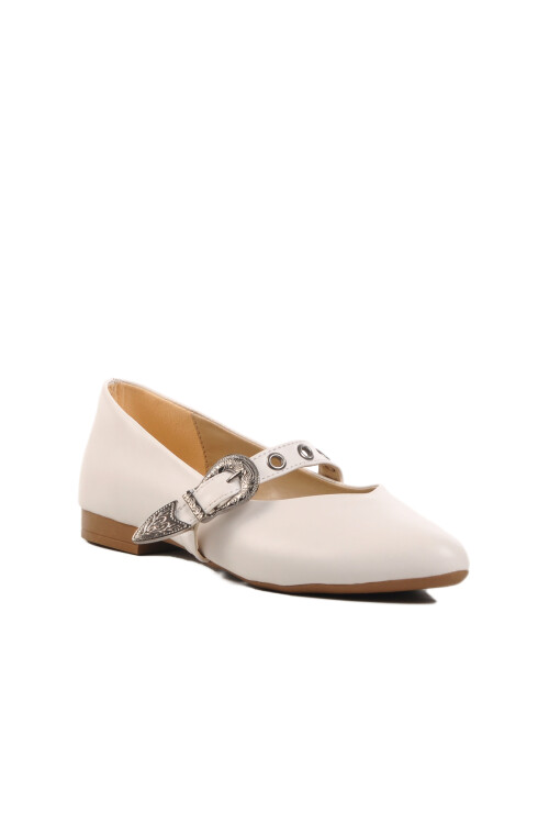 White Light Belted Womens Ballerinas 354155 Z