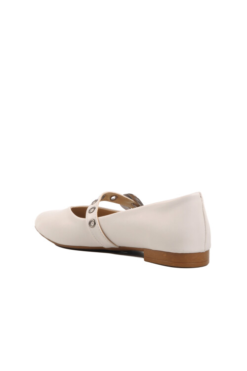 White Light Belted Womens Ballerinas 354155 Z