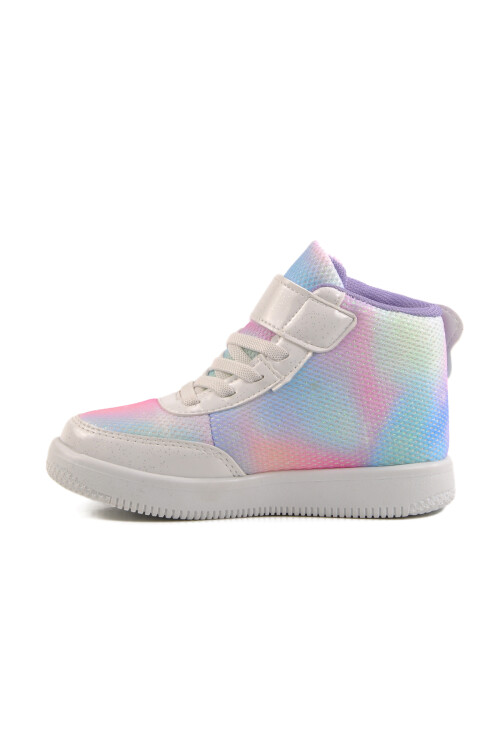 White Velcro Ankle Girls Sneakers 6503 P