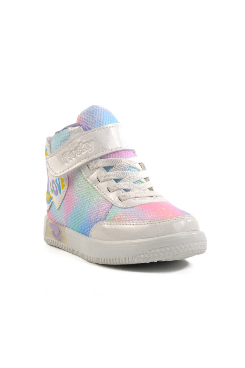 White Velcro Ankle Girls Sneakers 6503 P