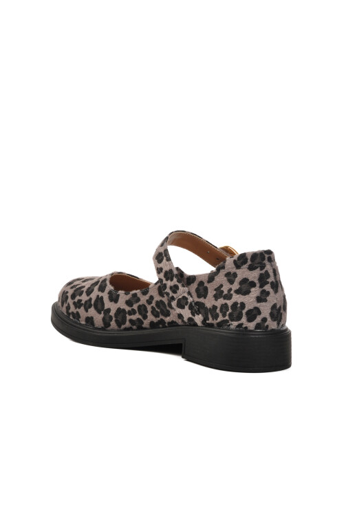 Gri Leopar Desenli Kemerli Kadın Babet 572407 Z