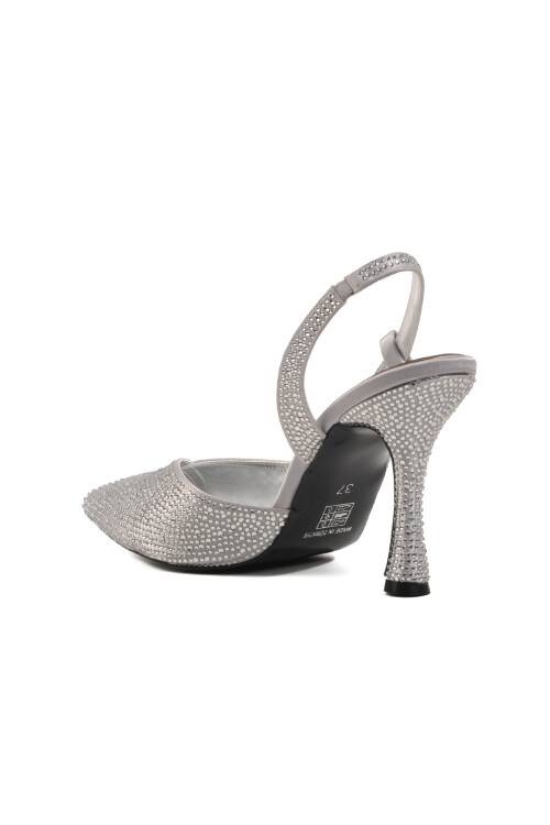 Silver Thin Heeled Womens Evening Shoes 658227 Z