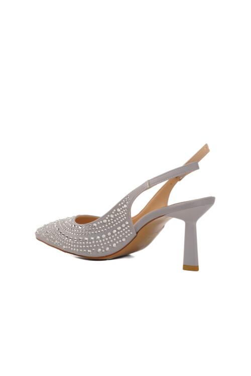 AyakmodSilver Satin Thin Heeled Women's Evening Shoes 575008 Z