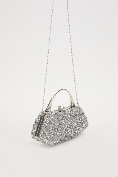 Gümüş Taşlı Kadın El ve Abiye Çantası 930184 