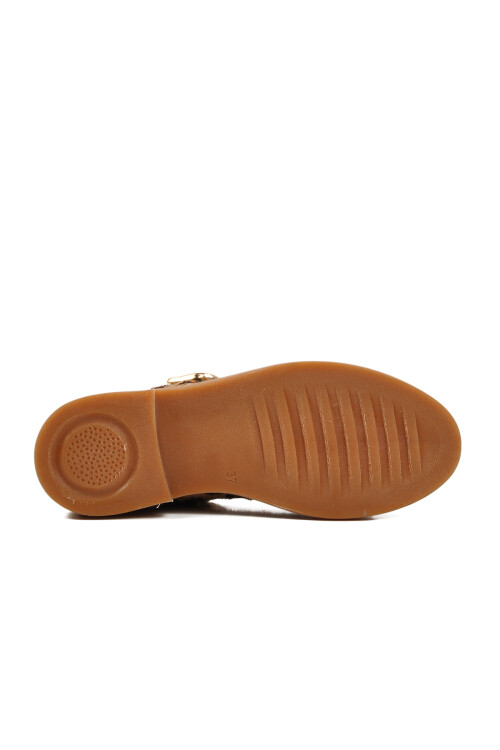 Brown Leopard Patterned Belted Womens Ballerinas 572407 Z