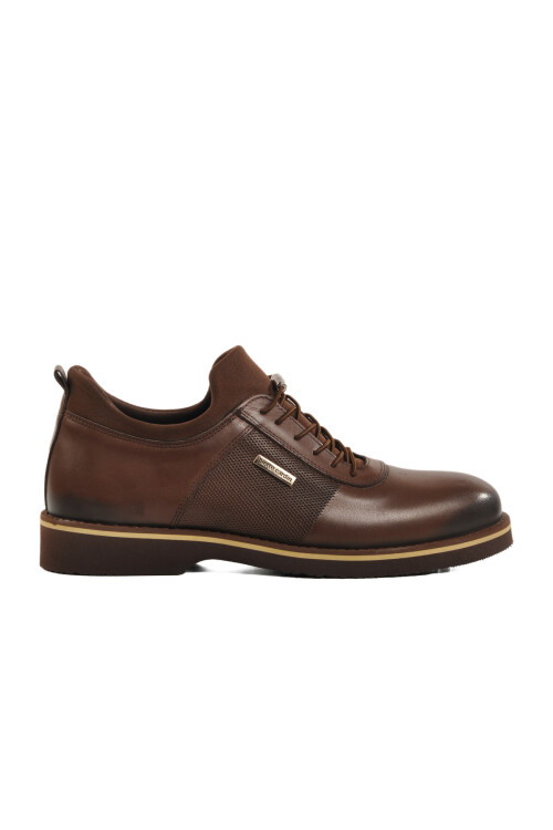 Brown Genuine Leather Mens Casual Shoes 63603 M