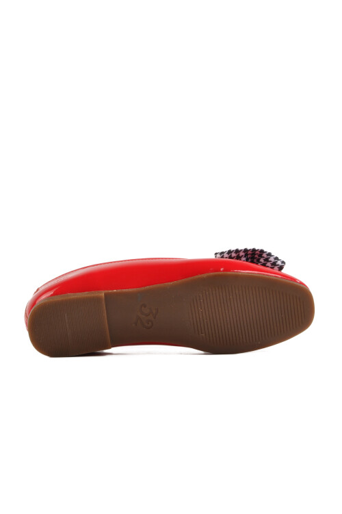 Kırmızı Rugan Fiyonk Kurdeleli Kız Çocuk Babet 180 F