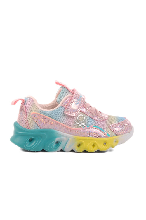 Pink Velcro Lighted Girls Sports Shoes BNI-10136 B