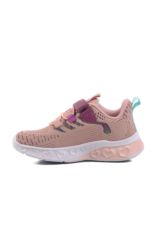 Pudra Triko Işıklı Cırtlı Çocuk Spor Ayakkabı BNI-10124 P