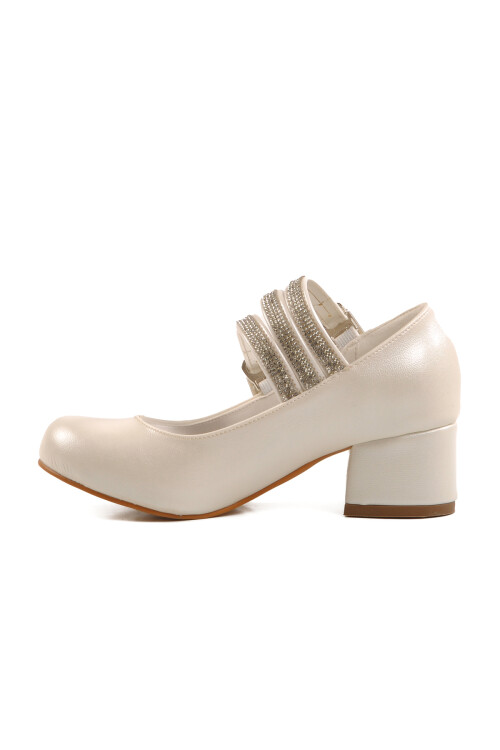 حذاء باليه بكعب عالٍ للفتيات من عرق اللؤلؤ مقاس 37 F