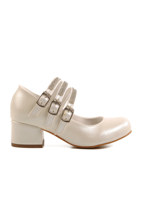 Mother of Pearl Stone Girls High Heeled Ballerina Shoes 37 P