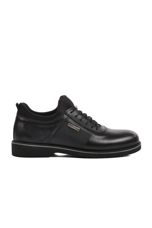 Black Genuine Leather Mens Casual Shoes 63603 M