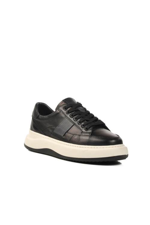 Black Genuine Leather Mens Casual Shoes E-580 M