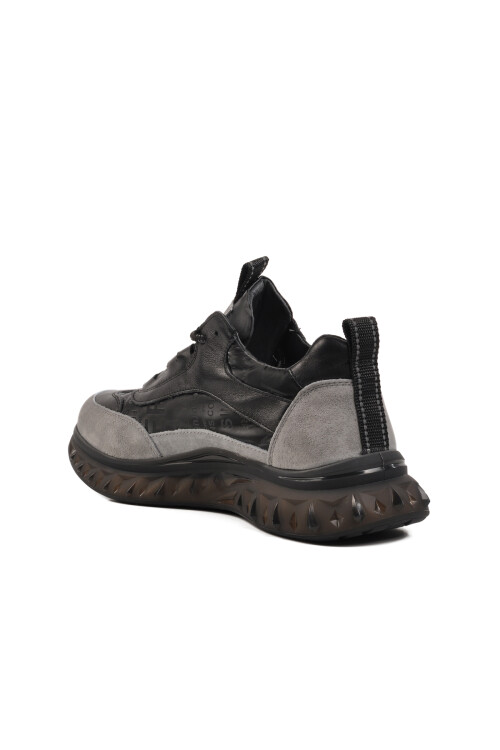 Black Genuine Leather Mens Sneakers 25Y592 M