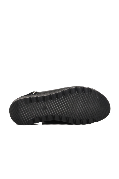 صندل نسائي من الجلد الطبيعي باللون الأسود مزود بشريط فيلكرو Z265 Z