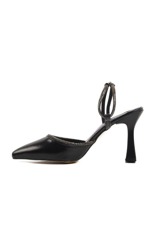 حذاء سهرة نسائي أسود بكعب رفيع 417603 Z