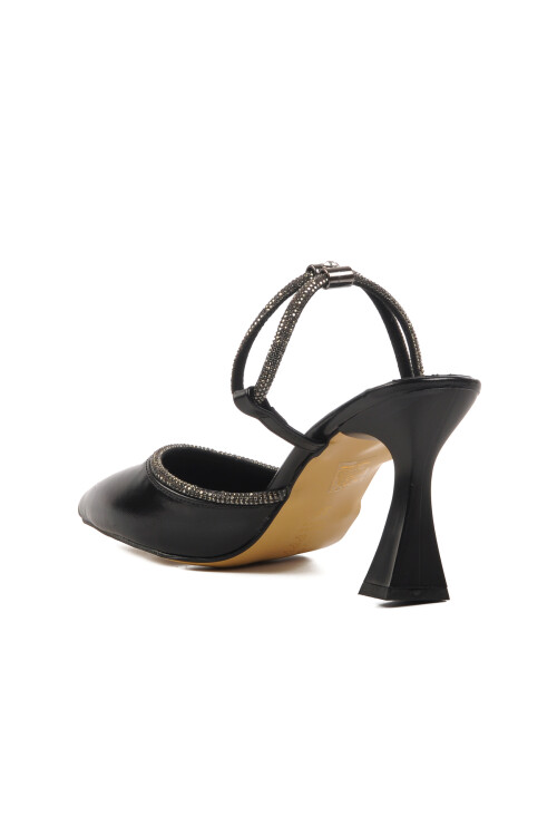 حذاء سهرة نسائي أسود بكعب رفيع 417603 Z