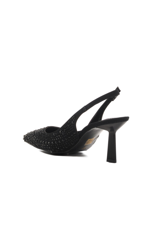 Siyah-Saten  İnce Topuklu Kadın Abiye  Ayakkabı 575008 Z