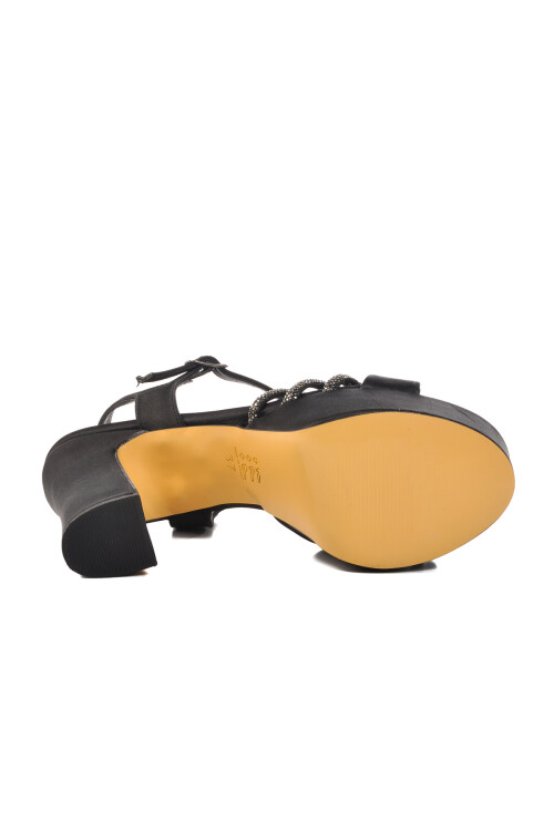 Siyah Saten  Kadın Topuklu Abiye Ayakkabı 655413 Z