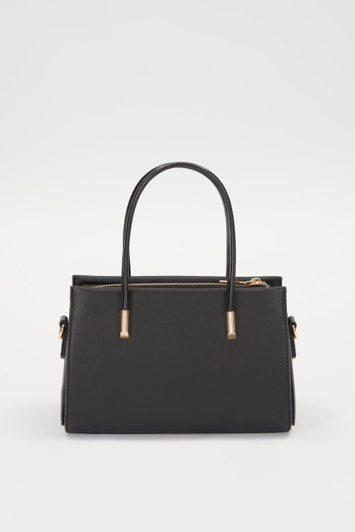 حقيبة يد وكتف نسائية سوداء بتفاصيل جيب مخفية سوداء 930257