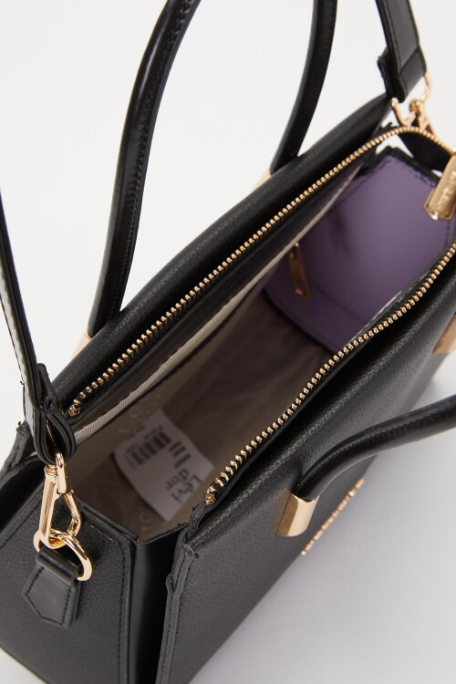 حقيبة يد وكتف نسائية سوداء بتفاصيل جيب مخفية سوداء 930257