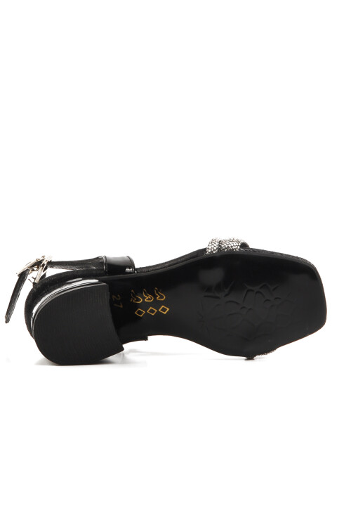 Black Stoned Girls Sandals 07 P