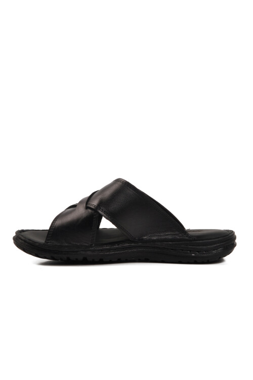 Black Cross-Strap Lightweight Mens Slippers 476404 M