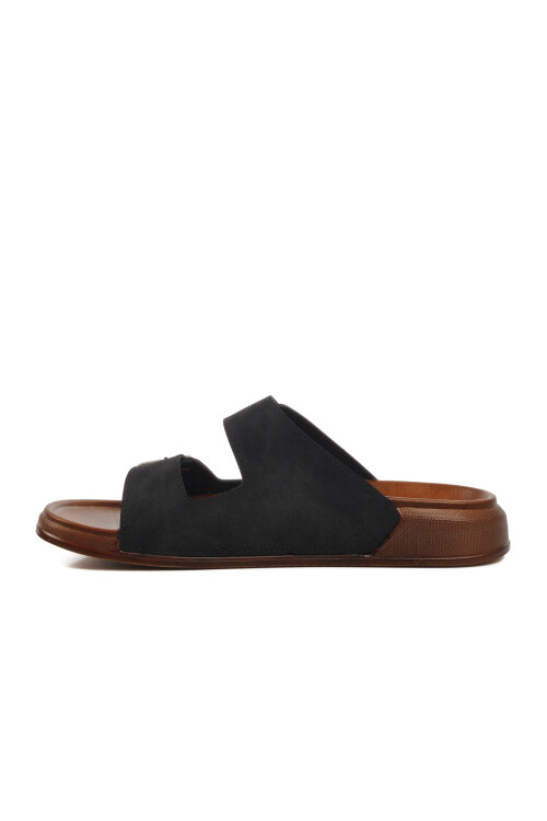 Black Double-Strap Lightweight Mens Casual Slippers PC-7411 M