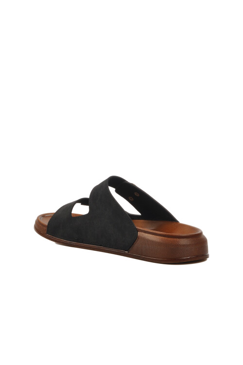 Black Double-Strap Lightweight Mens Casual Slippers PC-7411 M