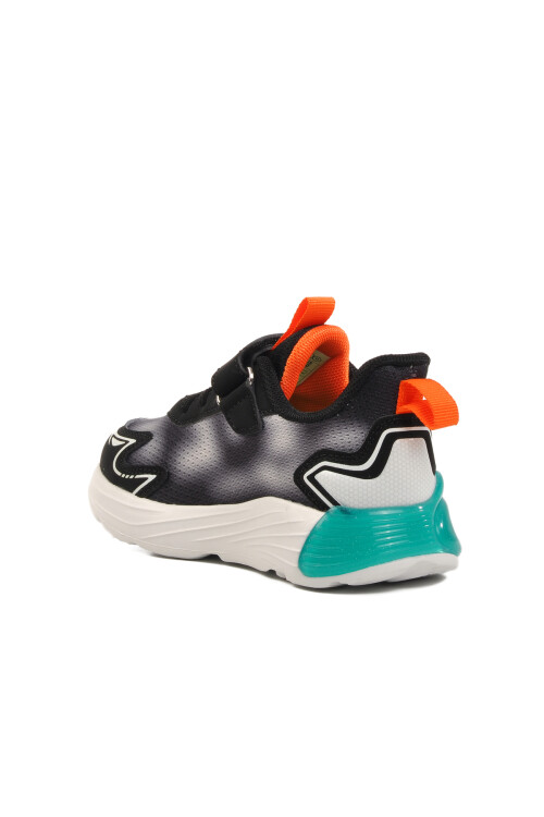 Black Orange Velcro Unisex Kids Sports Shoes 1977 P