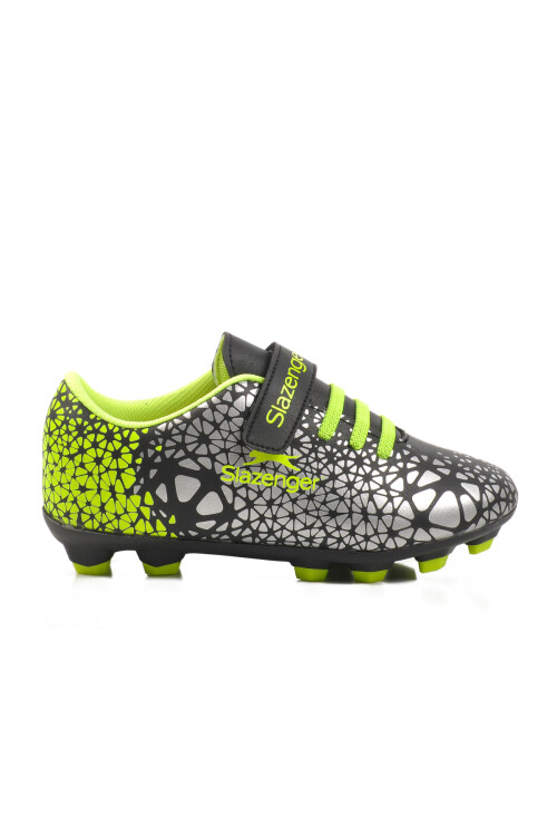 Black-Green Velcro Kids Cleats Crystal F