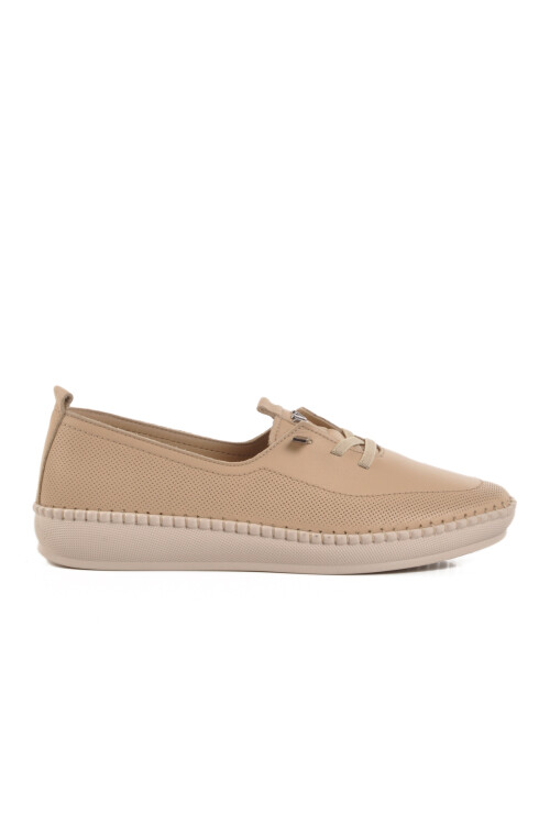 Beige Genuine Leather Anatomical Womens Casual Shoes Z083 Z