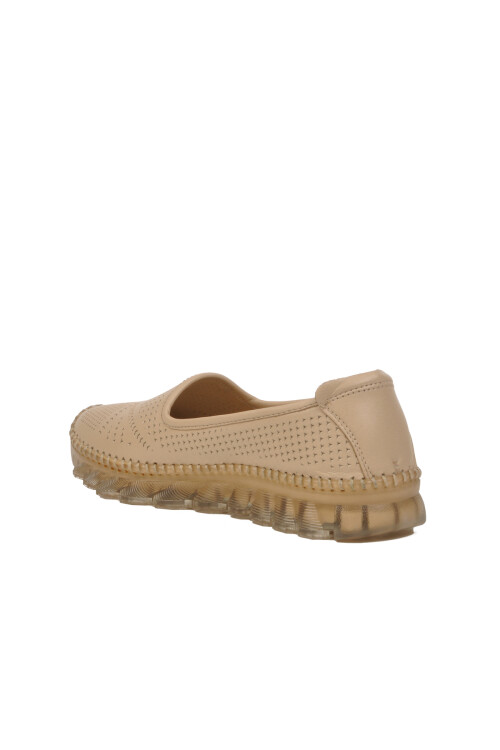 Beige Genuine Leather Womens Casual Shoes 0001 Z