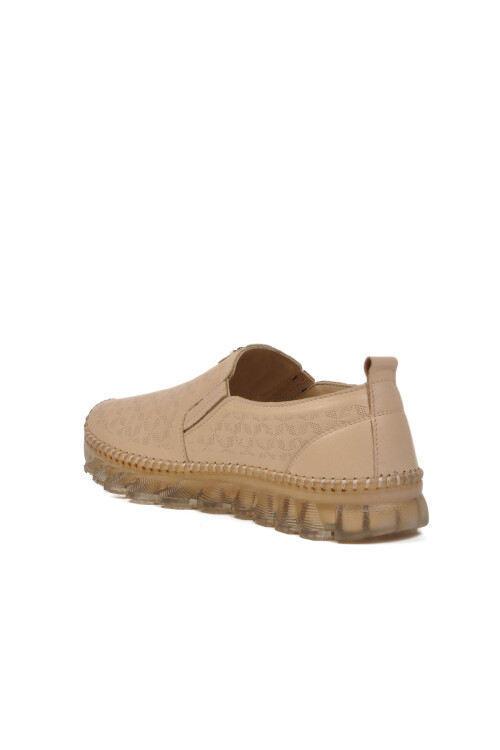 حذاء كاجوال نسائي من الجلد الطبيعي باللون البيج 0002 Z