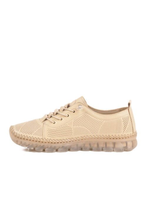 Beige Genuine Leather Womens Casual Shoes 0004 Z