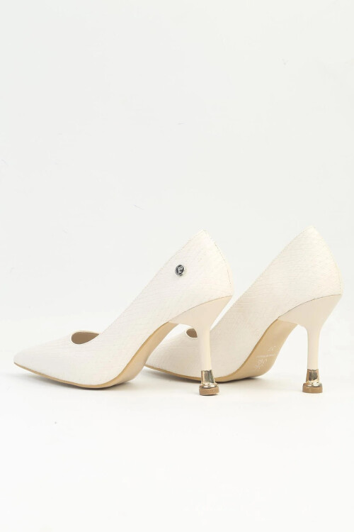 Bej İnce Topuklu Kadın Abiye Ayakkabı PC-54022 Z